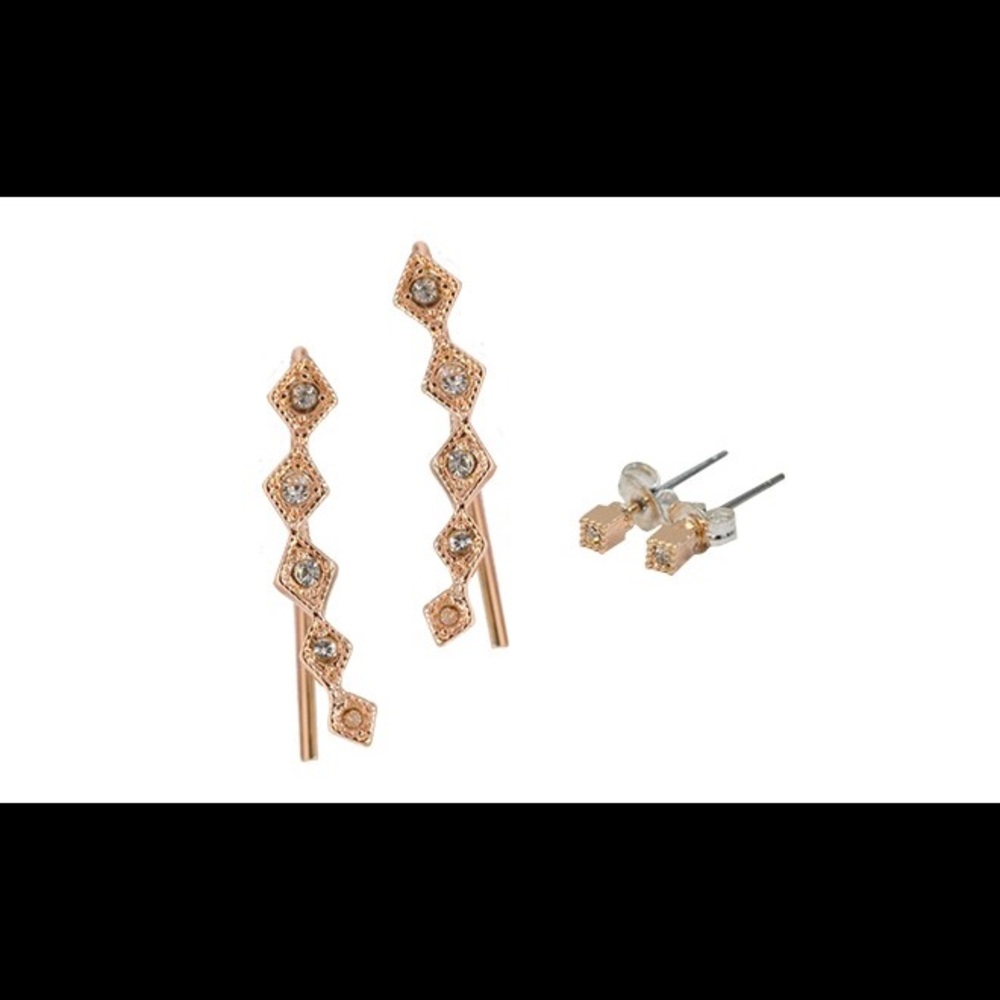 Crawler earring by Luv AJ. Brass-plated Rose Gold.